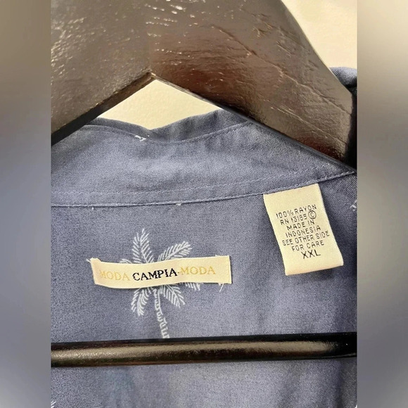 Campia Moda Mens Large Blue Tropical Vacation Short Sleeve Button Down Shirt XXL - Picture 3 of 3